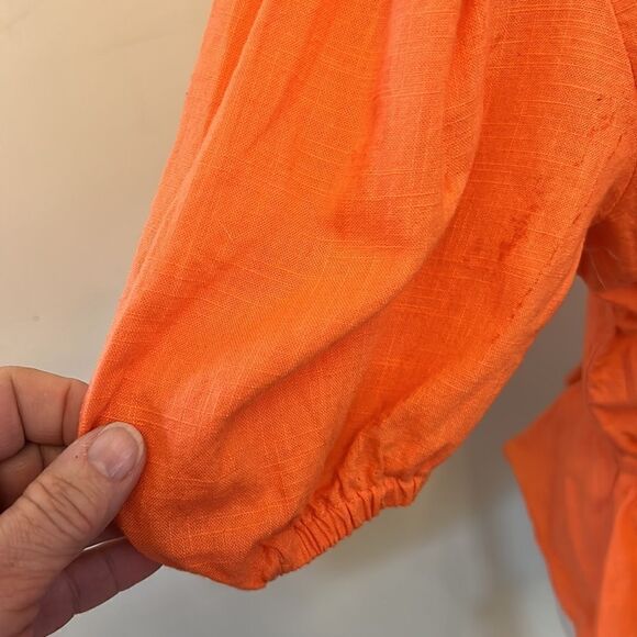 Abound orange puffy sleeve ruffle blouse Size S NWT - Picture 3 of 8